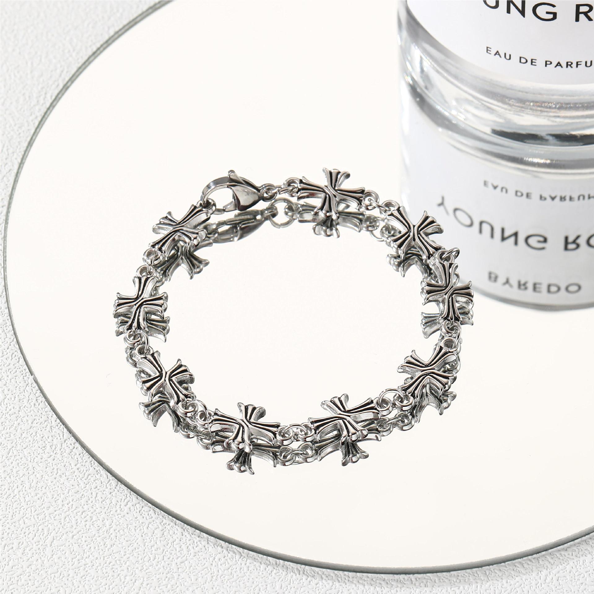 跨境十字花潮牌男锁骨链女小众高级感项链说唱嘻哈风简约拼接锁骨详情7