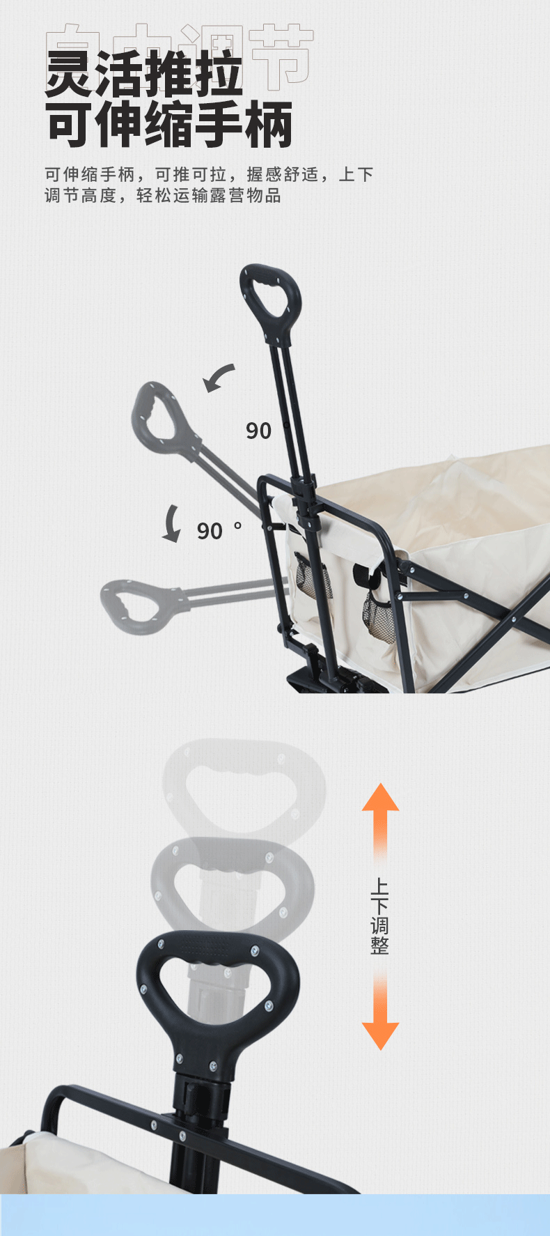 户外野营帐篷拉车折叠露营小拖车野餐营地天幕推车简易拉杆批发详情7