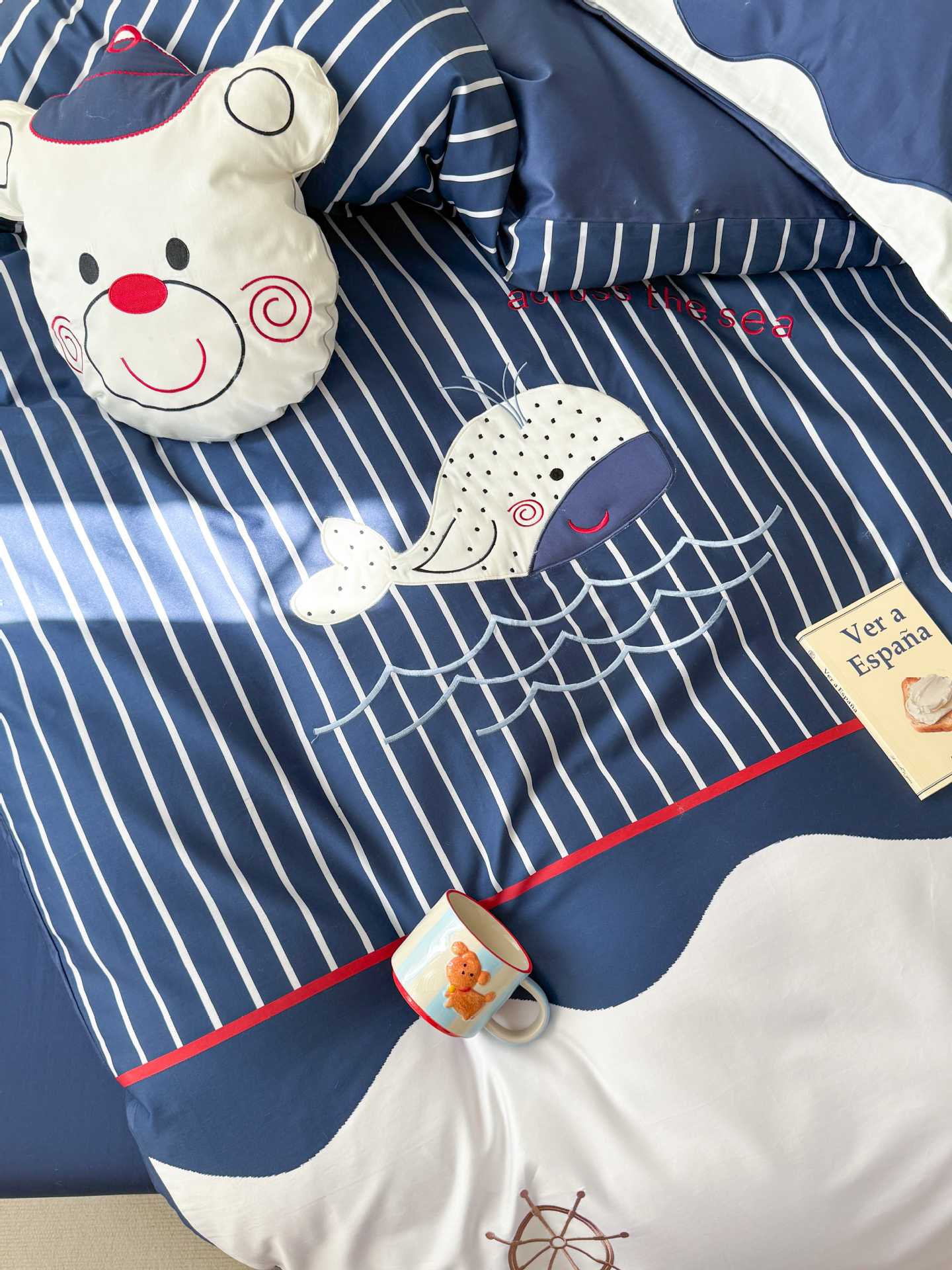Four-piece set of washed cotton for boys and children, three-dimensional embroidered cartoon bed sheets and bedding pic 10