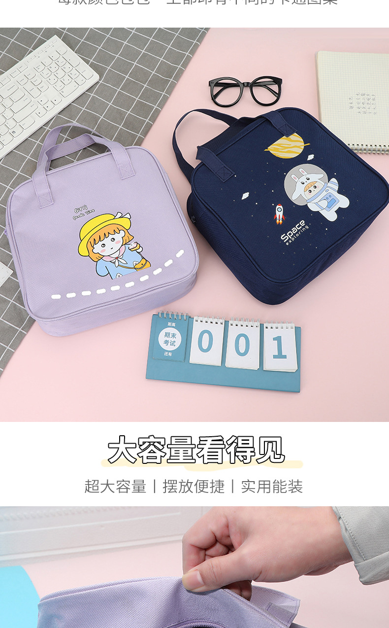 日韩卡通大号便当包可爱ins风野餐保温包学生手提便当袋饭袋详情4