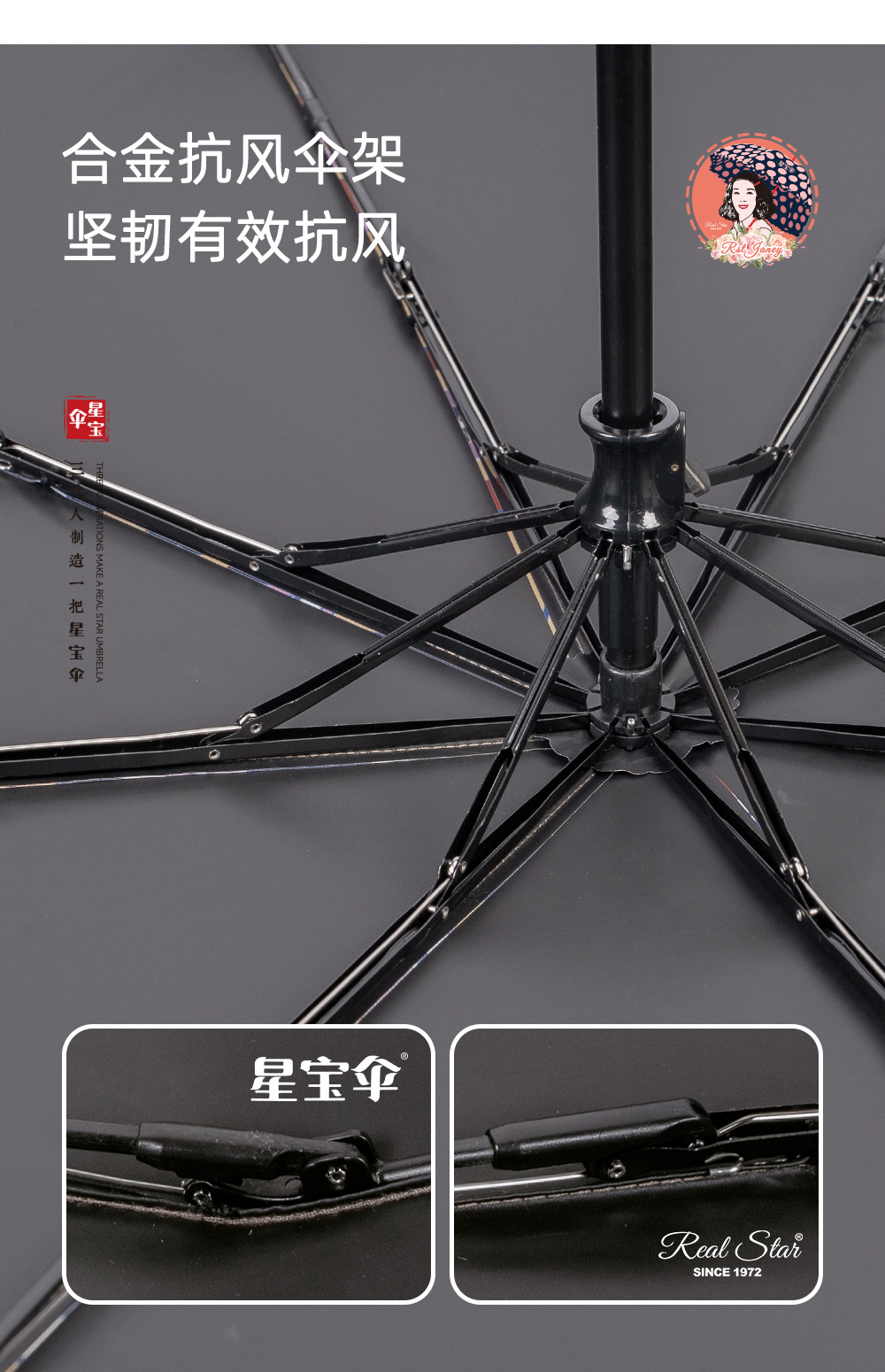 三折手开国风经典纹样晴雨伞现货批发古风图案彩色雨伞详情14