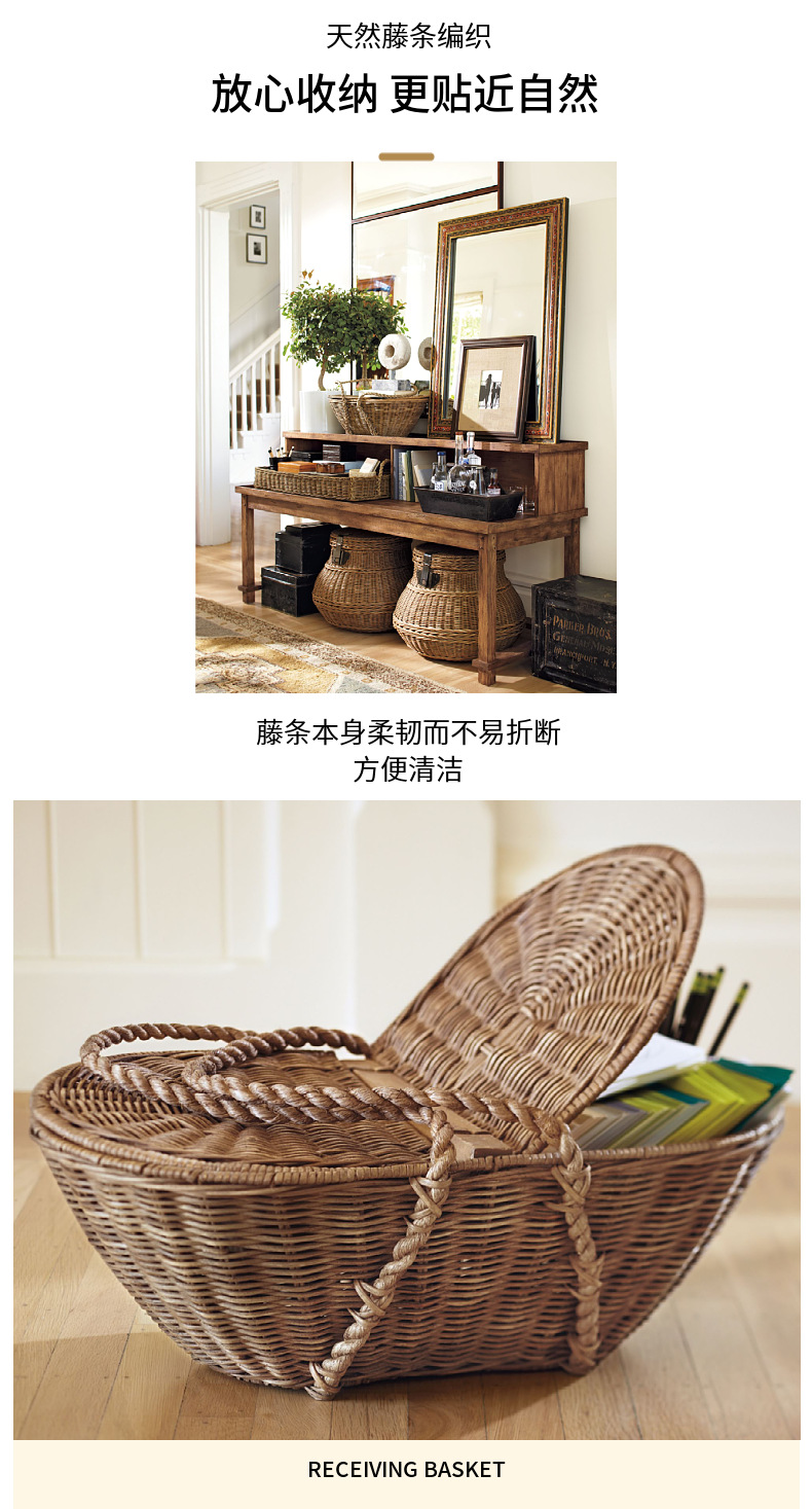 Hand-held basket, wicker and willow weaving, creative hand-woven small, rural picking, home storage and decoration basket, picking basket pic 3