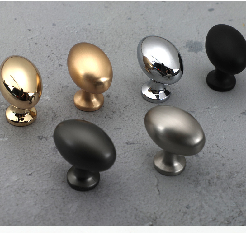 鸽子蛋椭圆抽屉单孔拉手北欧金色亮光黑色橱柜衣柜家具圆形小拉手详情15