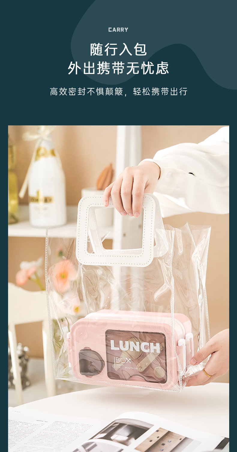 INS Japanese light food double-layer lunch box, plastic compartments bento box, cross-border adult and student microwave oven lunch box pic 12