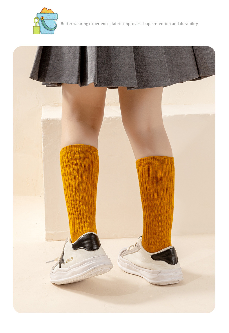 2025儿童秋季袜子新款婴儿袜纯色中筒袜堆堆袜宝宝男女童纯棉袜子详情19