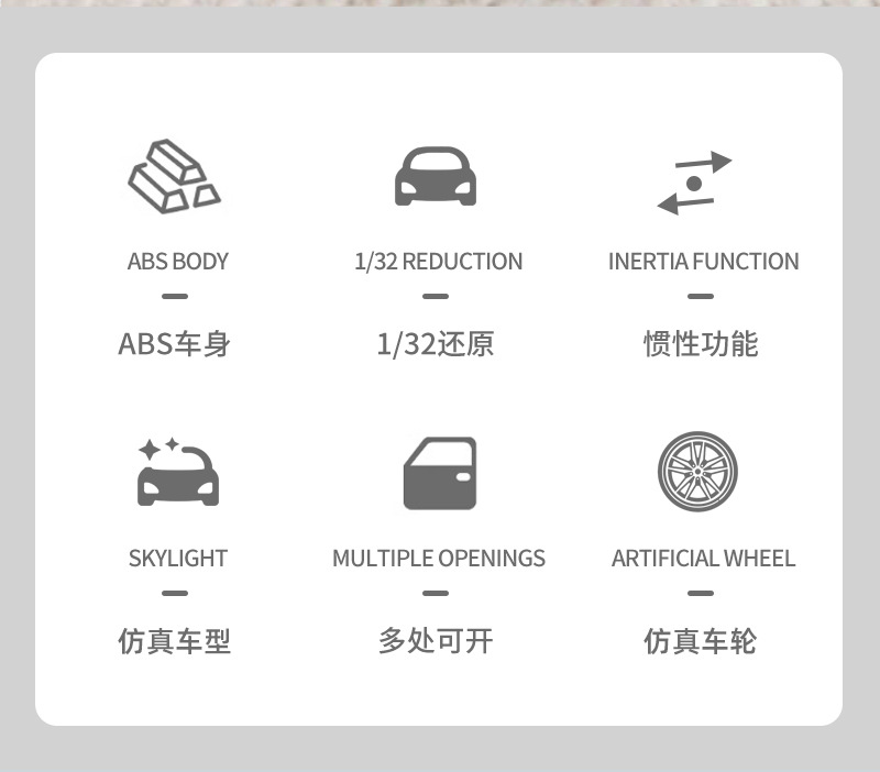 惯性特斯拉车皮卡玩具汽车模型儿童玩具仿真越野车三开门礼品批发详情2