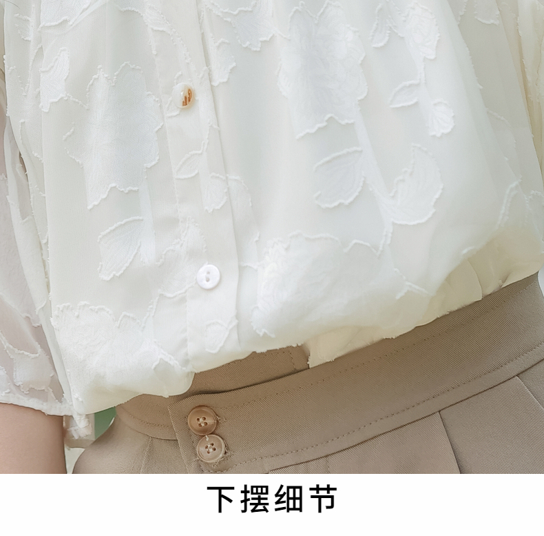 2025年新款时尚夏季法式V领荷叶边雪纺衬衫女设计感短袖衬衣上衣详情24