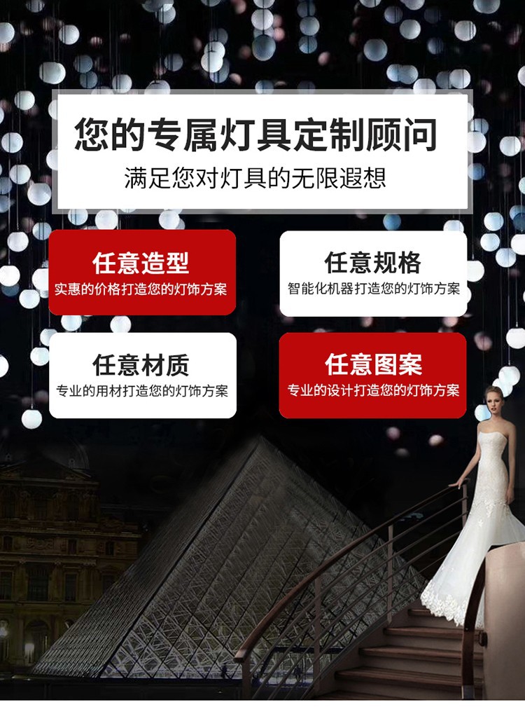 现代风轻奢餐厅吊灯水晶灯别墅简约大气设计师创意饭厅餐厅吧台灯详情1