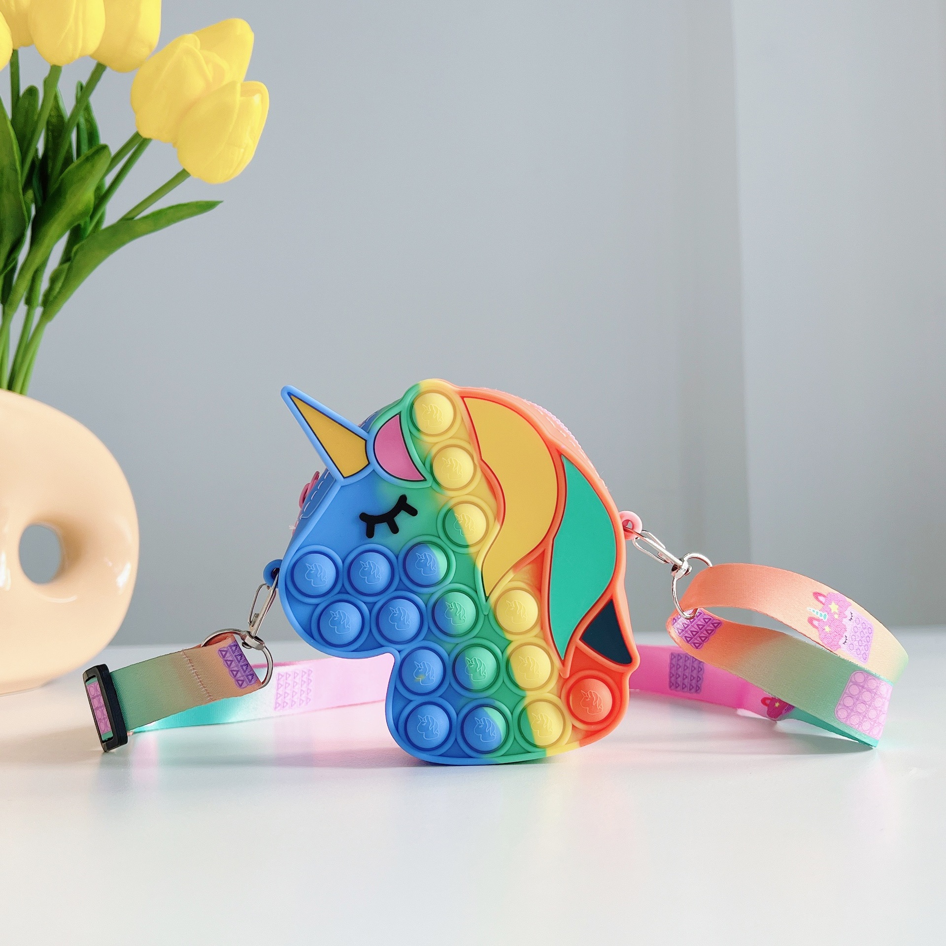 灭鼠先锋独角兽包包跨境新品儿童单肩斜挎包硅胶零钱包卡通泡泡包详情8