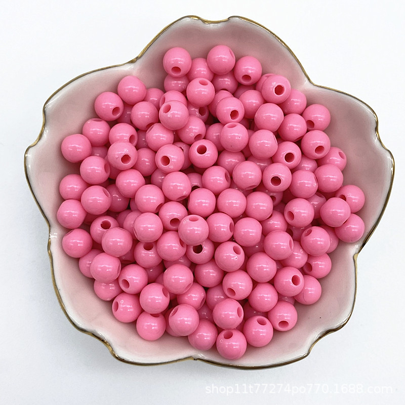 4/6/8mm亚克力直孔实色圆珠 diy手工串珠材料 光面珠子手机链散珠详情11