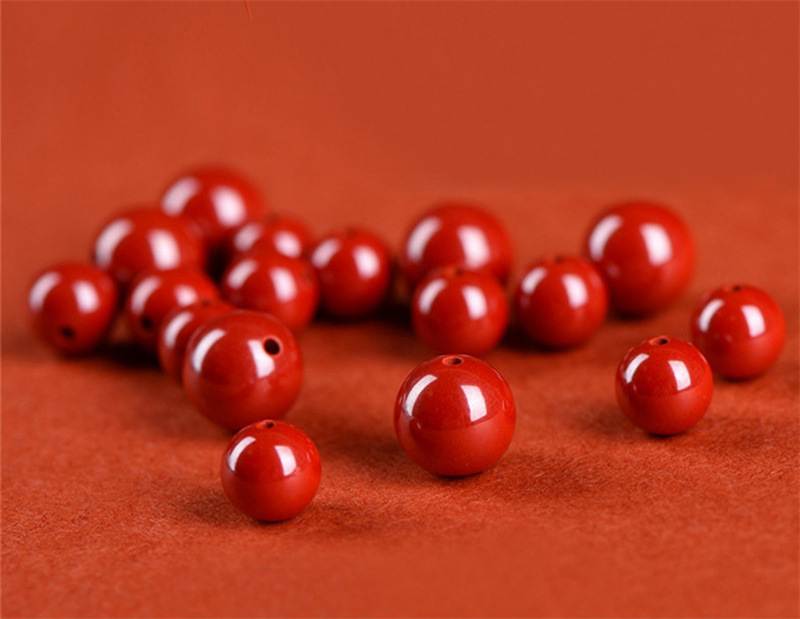 Jiuya Crystal natural raw ore cinnabar loose beads, purple gold sand round beads, semi-finished products, imperial red sand decorative beads pic 24