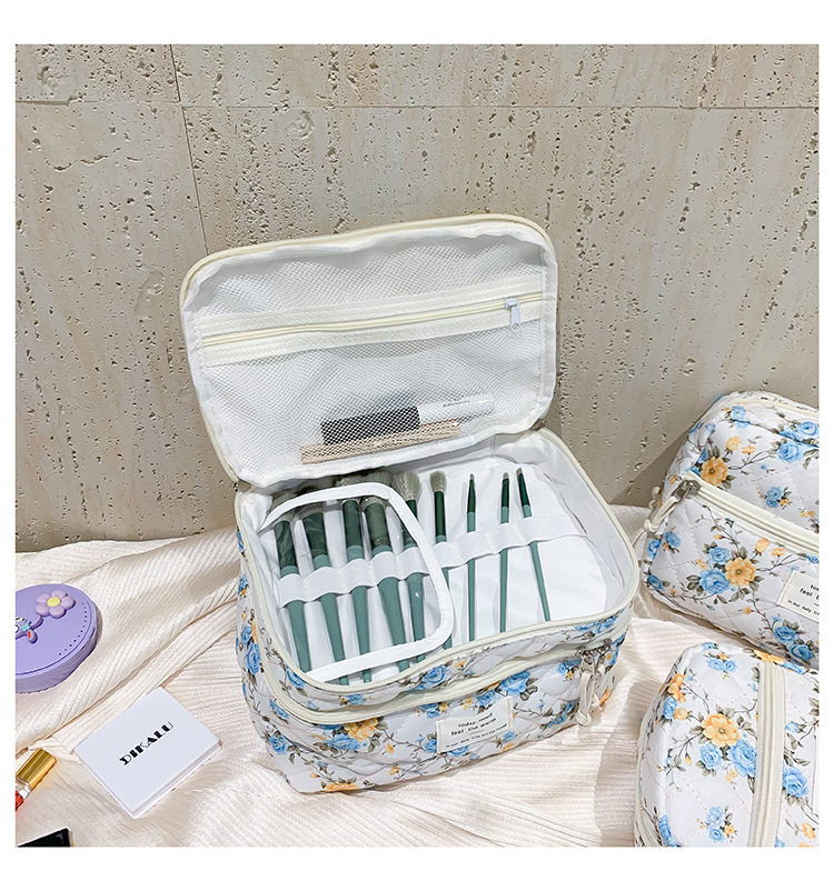 新款碎花化妆包大容量高级感化妆品收纳包便携旅行洗漱包手拿包详情20