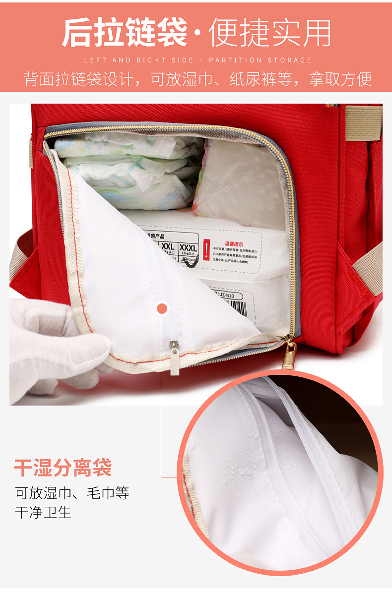 新款妈咪包双肩包大容量撞色原宿风双肩背包休闲旅行单肩手提斜挎详情7