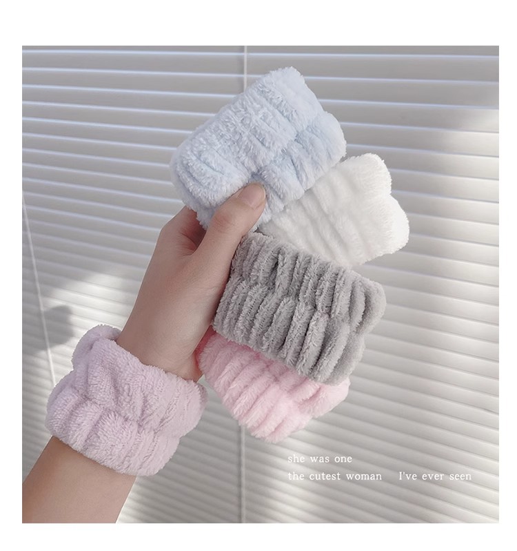 洗脸手腕带神器吸水毛绒束发带头绳两用防湿手巾发绳洗漱专用发圈详情8