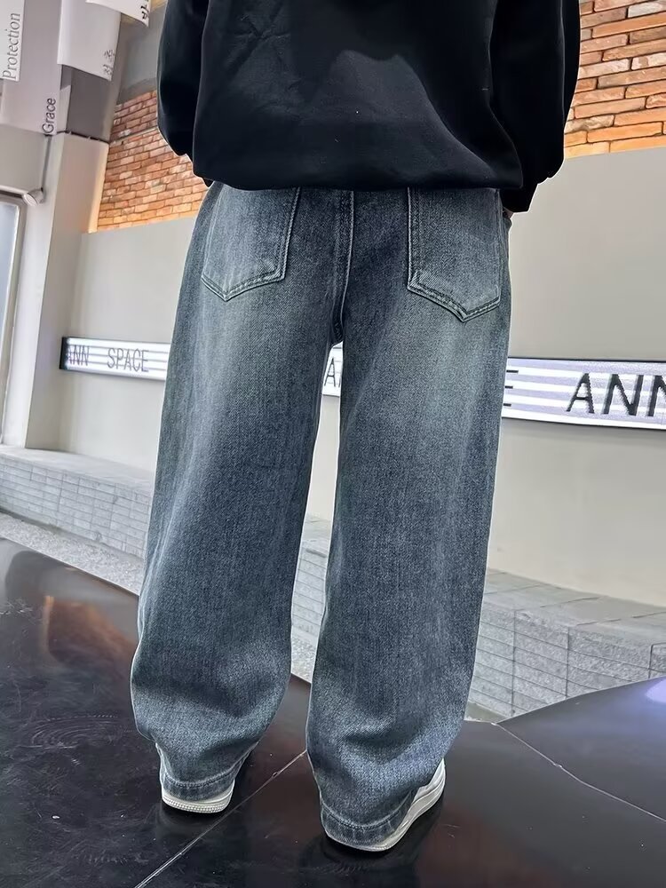 儿童帅气童装春秋牛仔裤男童阔腿裤中大童新款直筒裤炸街薄款穿搭详情5