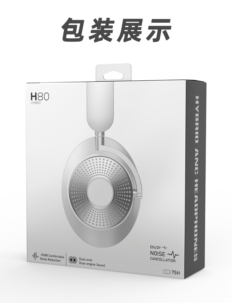 新款主动降噪头戴式蓝牙耳机无线 超长续航蓝牙耳机定制跨境专供详情12