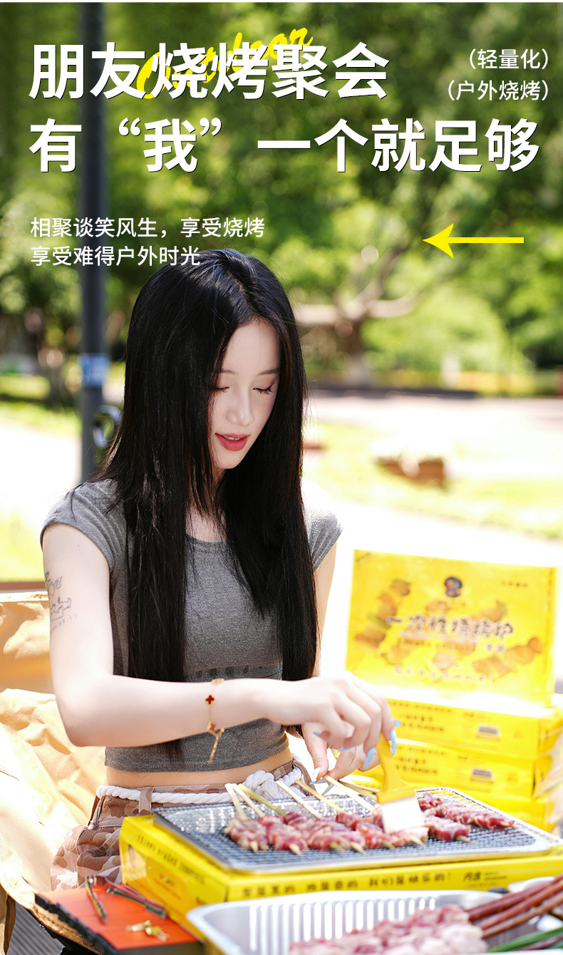 户外免洗便捷一次性加厚铝箔锡纸速燃果木碳外卖烤肉烤鱼烧烤炉详情4