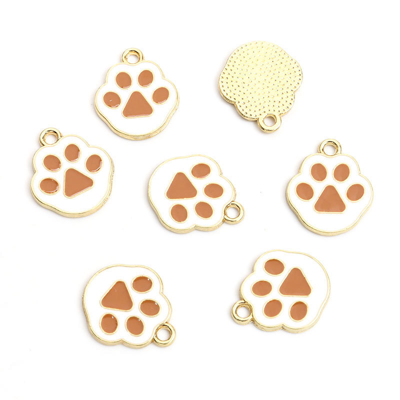 猫爪狗脚印滴油合金挂件脚丫DIY饰品配件手链项链耳环钥匙扣吊坠详情5