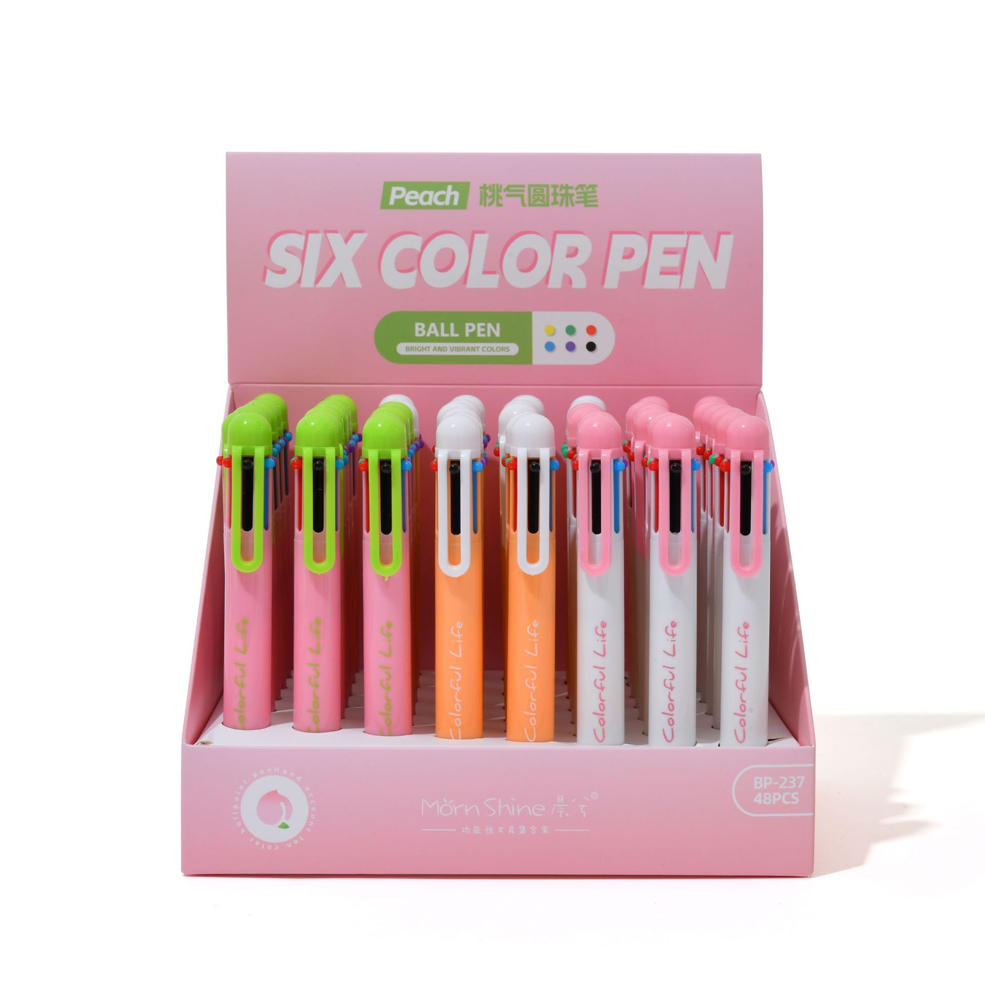 Chenxi Stationery Stick, BP-237, Peach Bubble Creative Multi-color and Six-color Ballpoint Pen, Student Planner, Colorful Medium Oil Pen pic 7