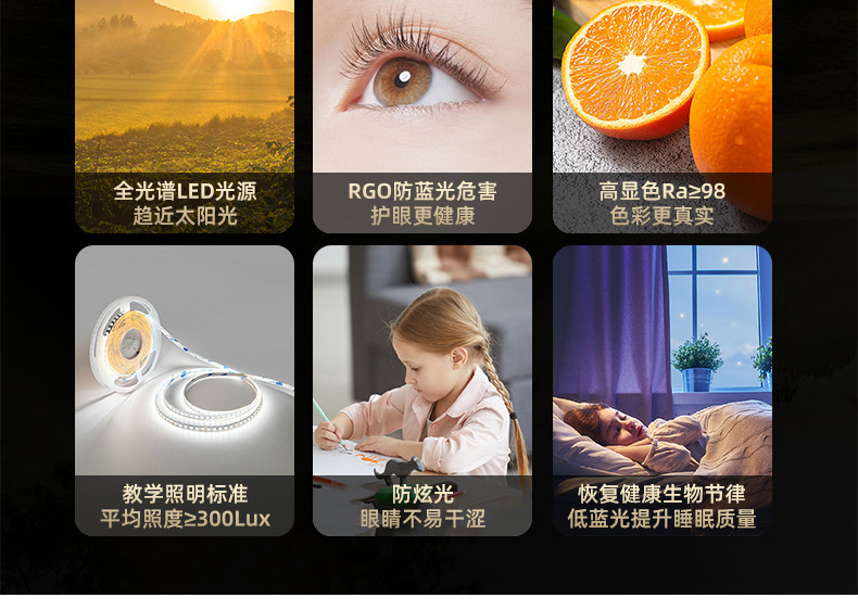 全光谱护眼灯带24V低压无频闪客厅吊顶线型灯高显98自粘led灯条详情5