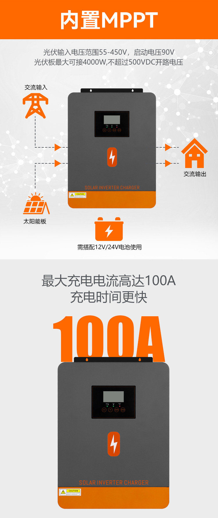 Cross-border 12 v / 24 v4200wsolarhybridinverter solar inverter NiKong all-in-one pic 4