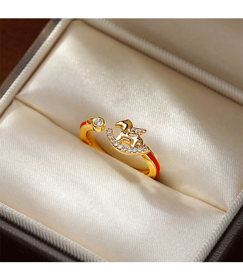 Hyacinth Red Horse Year Small Horse Ring for Women 2026 New Bestseller Zodiac Horse Index Finger Ring, a niche model for the zodiac year pic 2