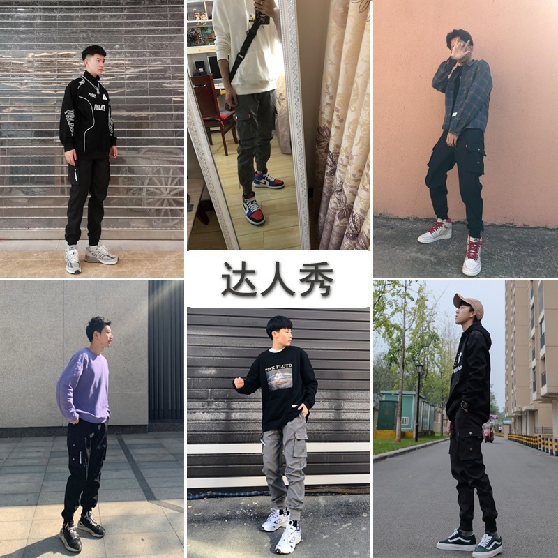 跨境外贸工装裤子男夏季薄款百搭束脚裤宽松多口袋大码九分休闲裤详情2