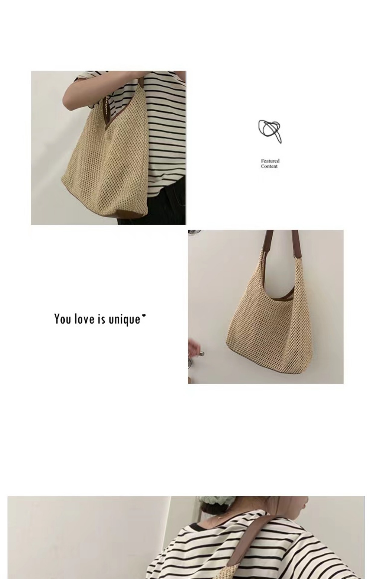 复古编织托特包草编包2024新款大容量腋下包单肩包度假风沙滩包女详情13