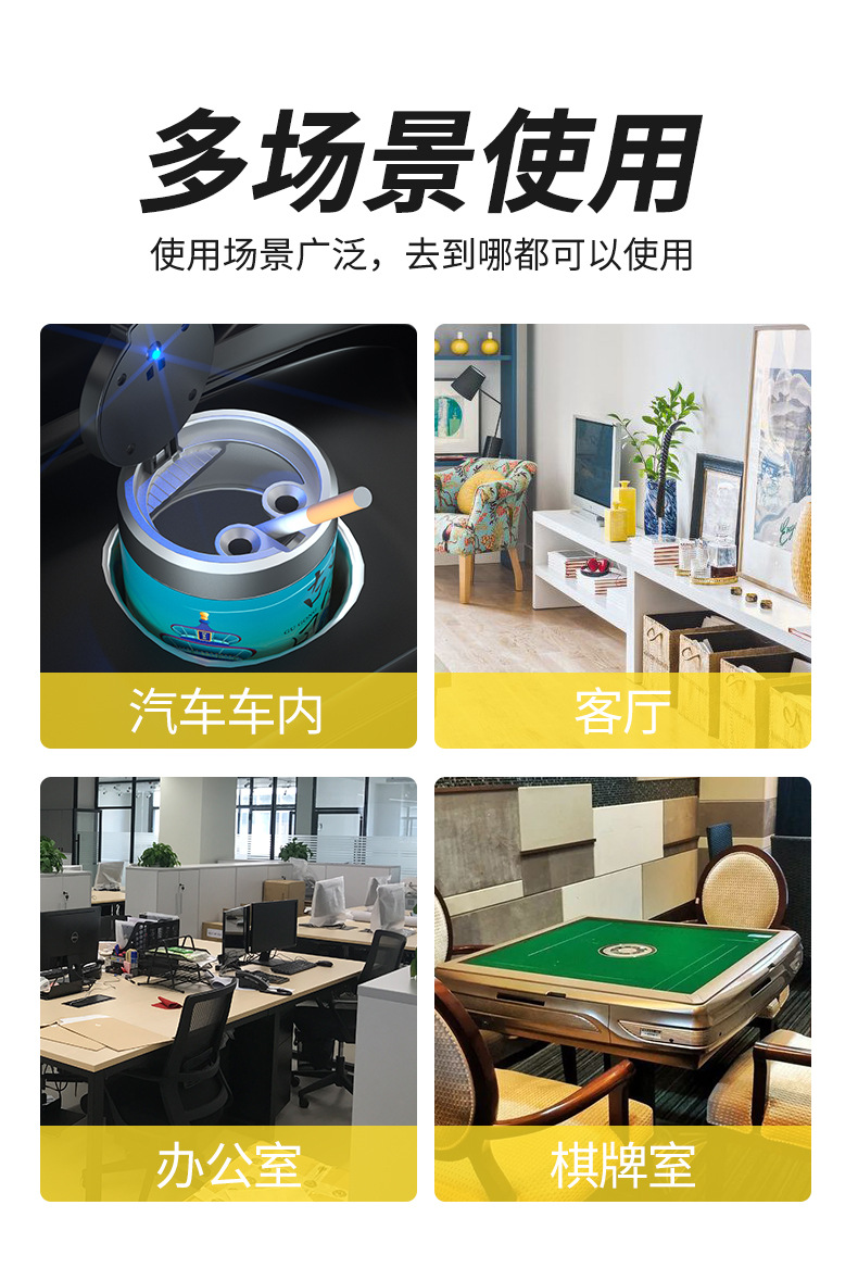 便携车载烟灰缸国潮风带盖带灯LED车内汽车用品详情6