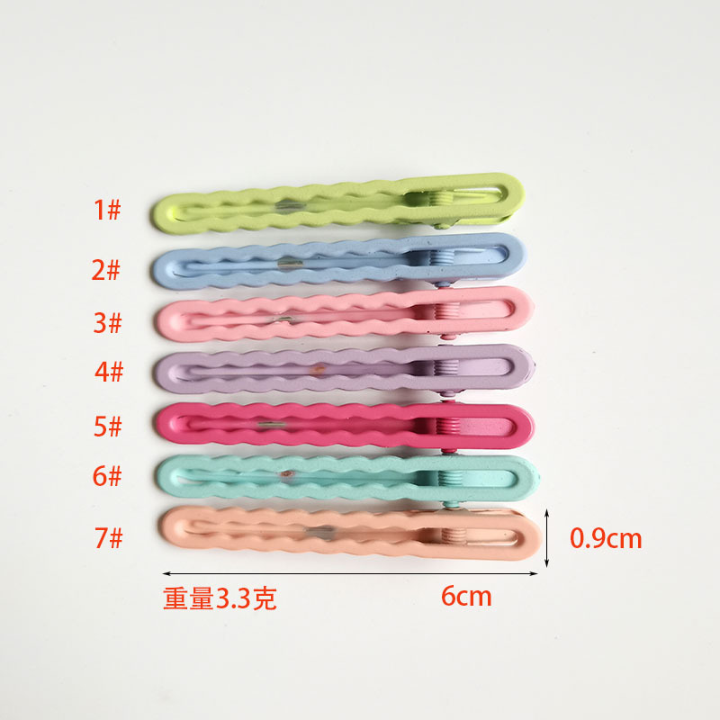 韩式简约糖果色波浪镂空夹金属彩色发夹边夹刘海发饰鸭嘴夹发饰发详情3