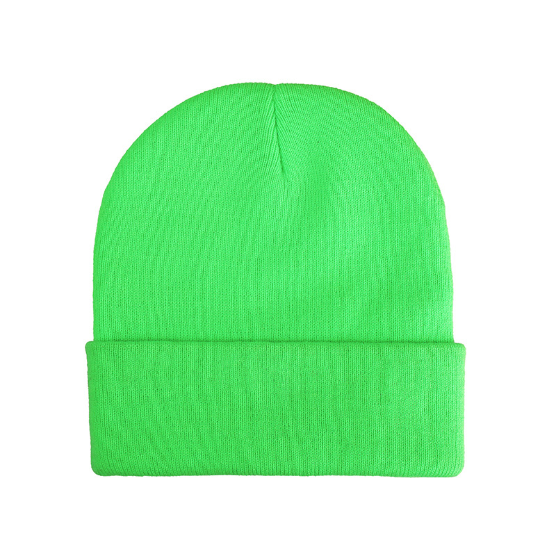 现货黑色针织帽男女纯色冷帽欧美保暖帽子荧光色毛线帽光板针织帽详情41