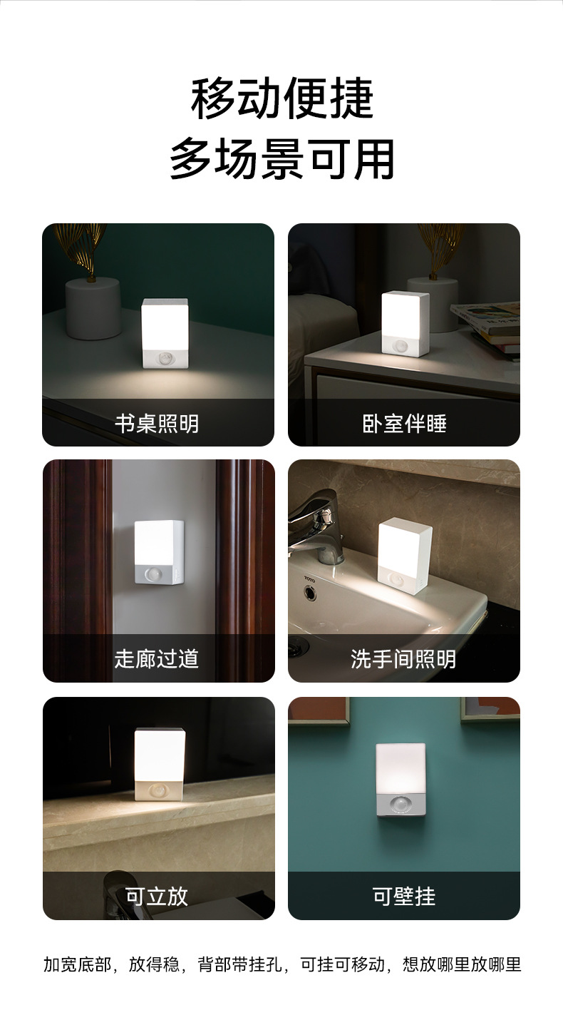 智能卧室感应小夜灯 儿童起夜灯台灯人体感应灯出口外贸批发 智能夜灯感应灯详情3