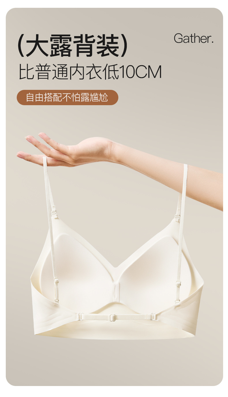 无痕粉底液隐形内衣女小胸聚拢大露背U型交叉挂脖美背吊带文胸罩详情11