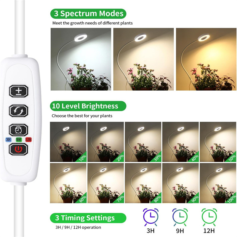 Flowerpot clamp-type plant supplementary lighting lamp, full-spectrum plant growth lamp, indoor small plant landscape lamp, angel ring lamp pic 6