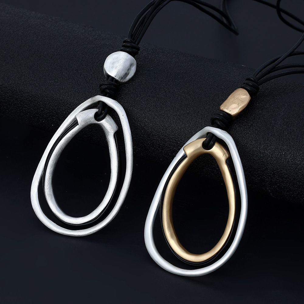 跨境亚马逊欧美外贸爆款金属时尚饰品项链女简约吊坠长款毛衣链详情10