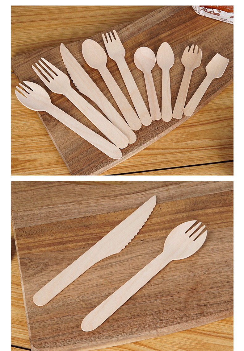 Disposable spoons, wooden spoons, dessert ice cream tasting spoons, birch wood degradable dessert spoons, yogurt fork spoons, individual packaging pic 11