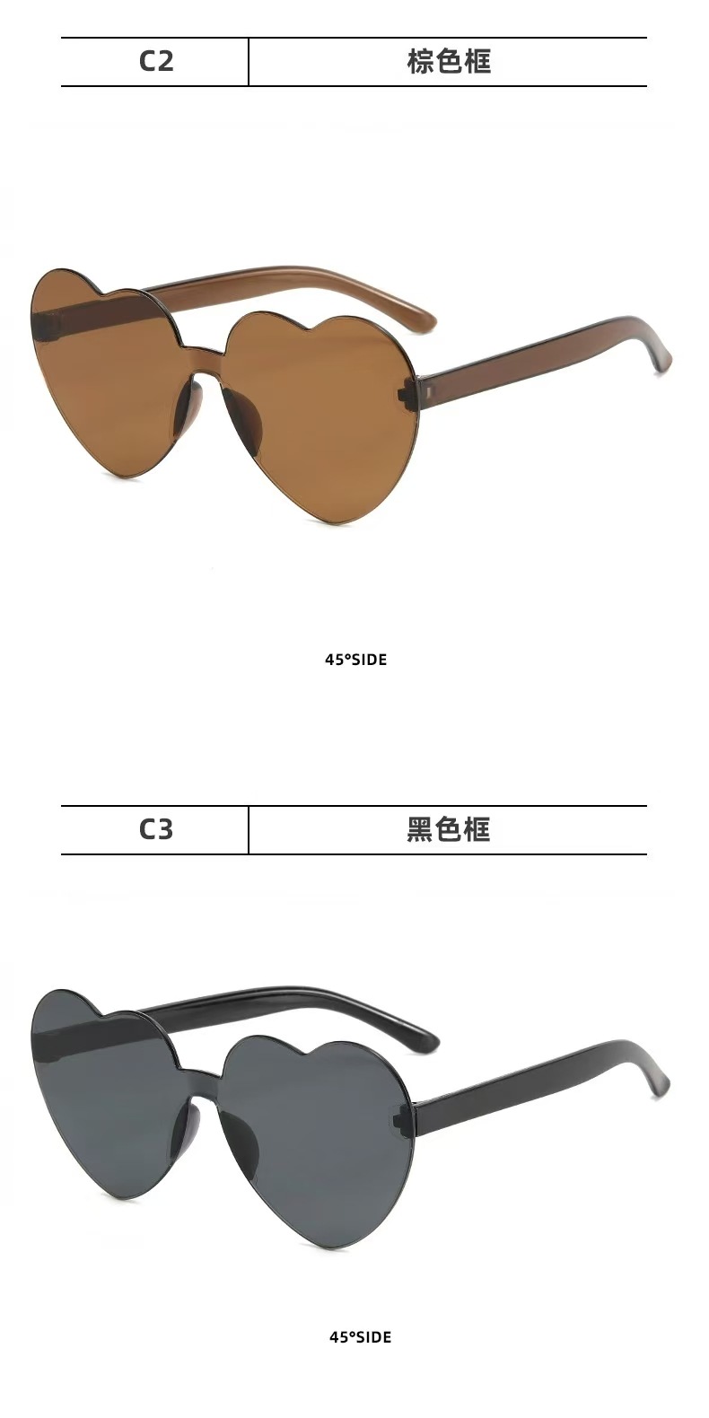 新款跨境儿童爱心太阳镜个性可爱糖果色桃心眼镜生日出游防晒墨镜详情13