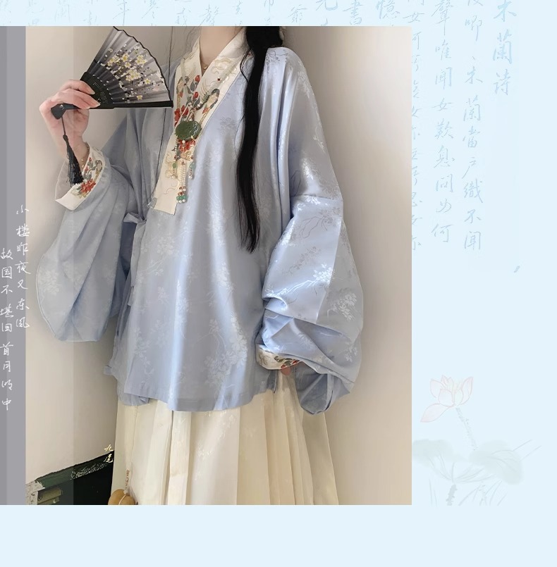 国潮明制原创新款汉服女中国风对交穿交领短衫马面裙春季款两件套详情9