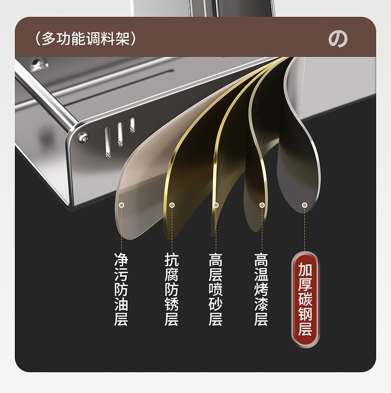 A comprehensive range of kitchen storage racks, wall-mounted condiment supplies without drilling, knife racks, hanging racks, and household storage racks pic 15
