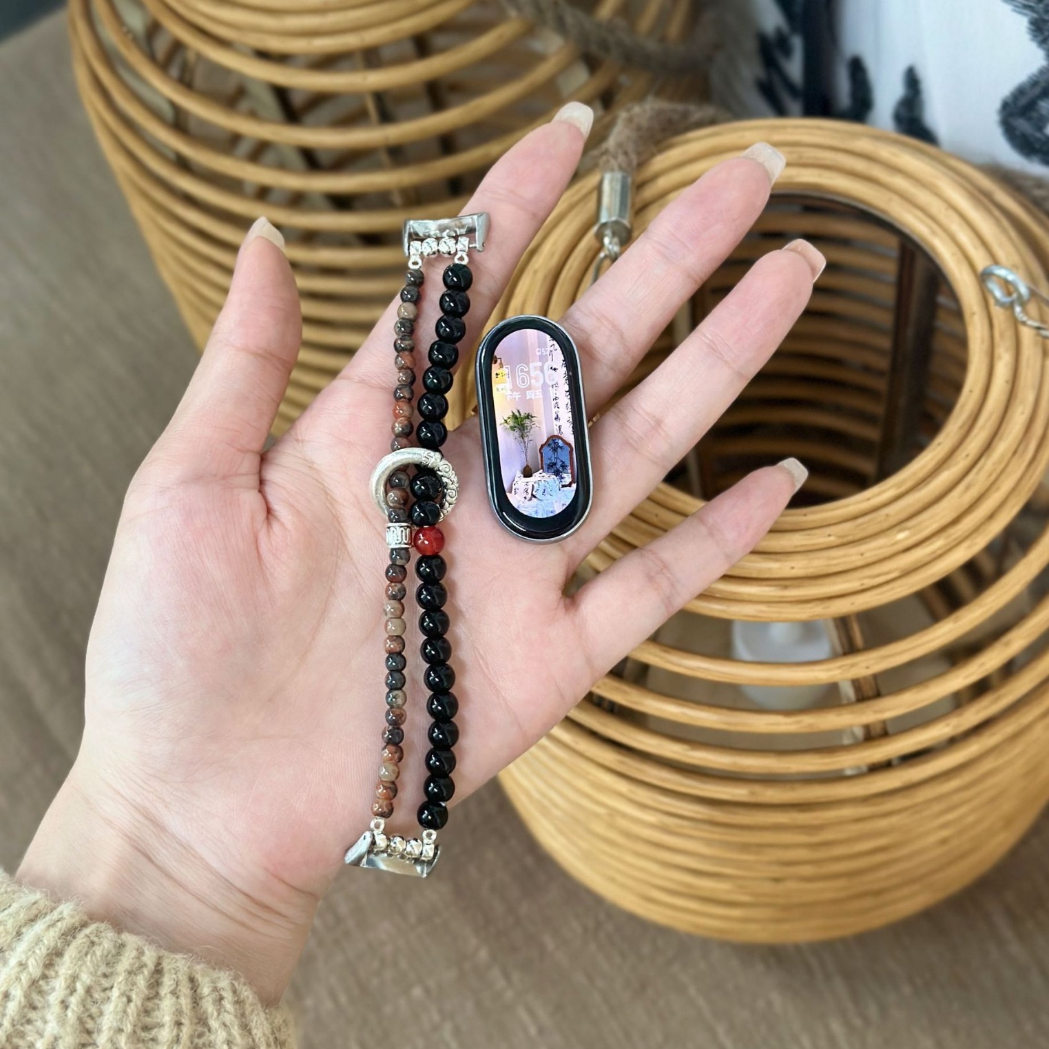 适用小米手环8表带9代串珠手绳国潮小米7/6/5/4/3NFC国风小米表带详情9