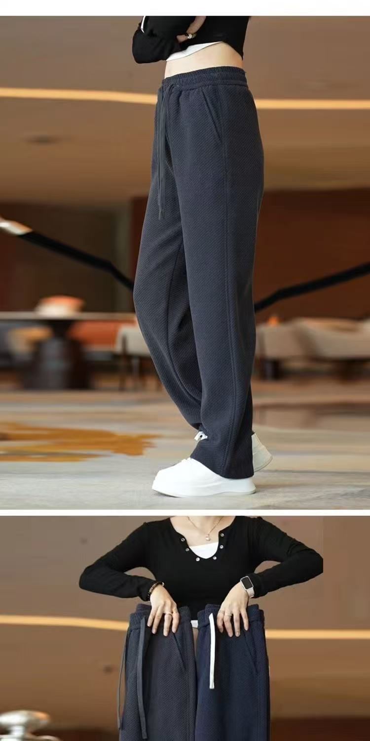 Heavyweight knitted twill sweatpants for men, new autumn and winter style, loose straight-leg pants, versatile and trendy long pants for men, 2025 style pic 8
