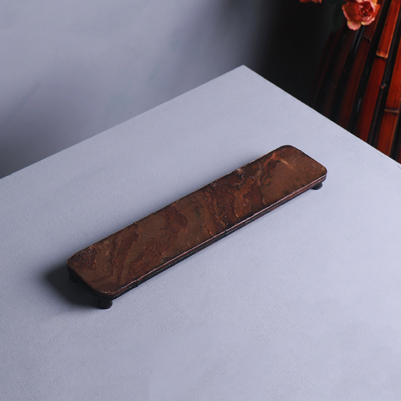 安吉梅鹿竹石面茶托盘 石面茶盘 石头制作竹工艺品 斑竹大漆国潮制品详情35