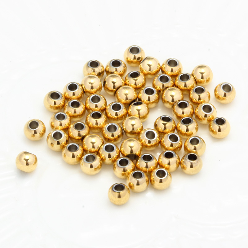 Stainless steel through-hole beads, straight hole beads, diy necklace and bracelet accessories, European and American personalized and fashionable round bead decoration pic 7