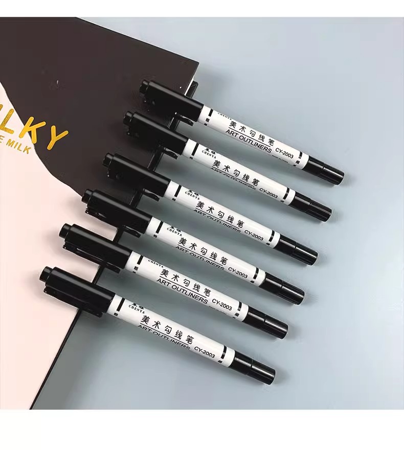Marker pen, outlining pen, art special, black double-headed outlining, quick-drying, waterproof, no color fading, waterproof, quick-drying pic 8