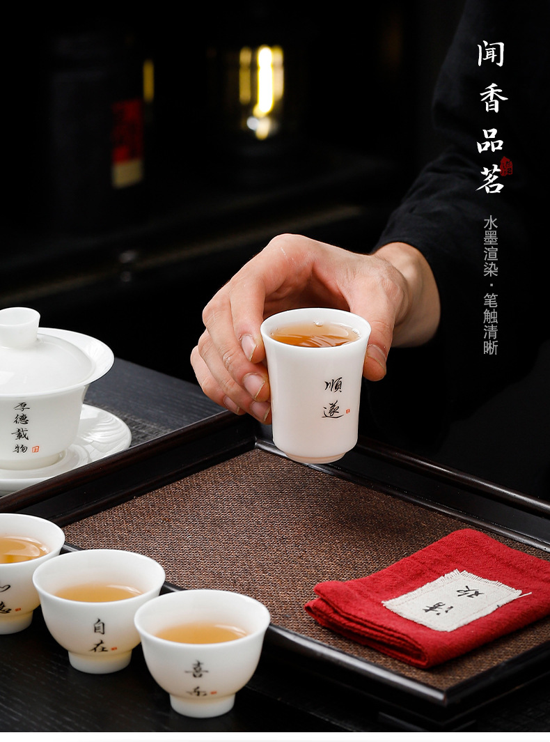 High-end sheep fat jade ice tea set, company business souvenir, annual meeting and festival gift for clients pic 15