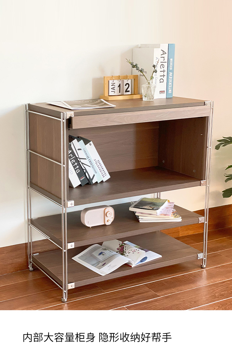 Stainless steel flip-up door magazine cabinet, Bauhaus Ins-style living room narrow slit storage rack, storage cabinet, bookcase for storage pic 9