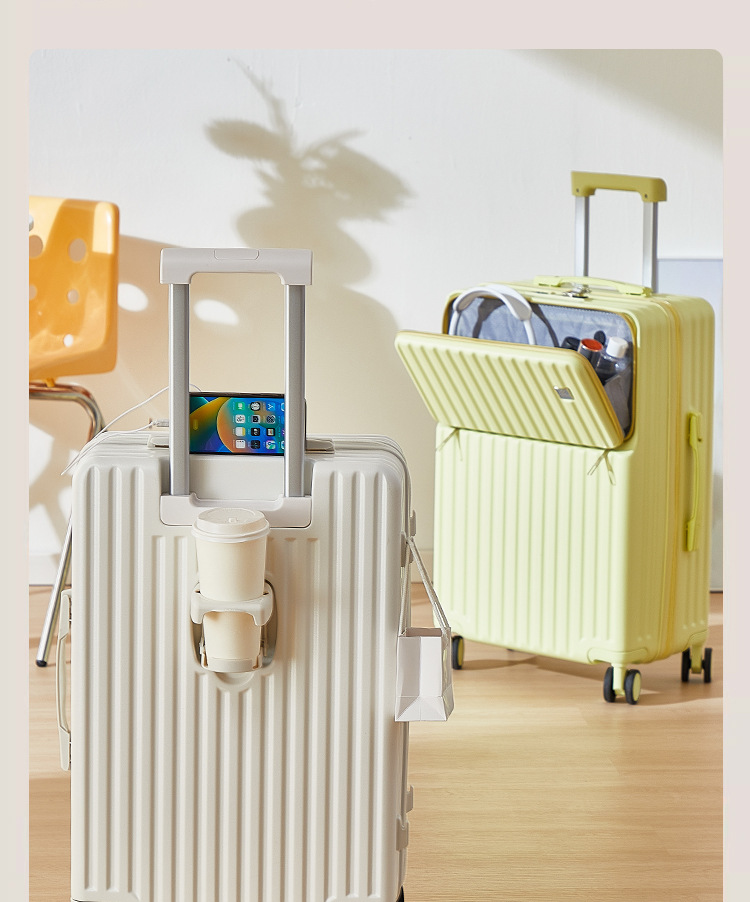 拉杆箱多功能行李箱前开盖拉杆箱结实耐用密码箱可坐大容量旅行箱详情13