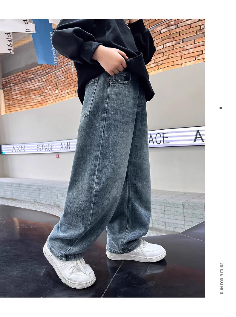 男童牛仔裤2025新款阔腿儿童春装男孩童装春秋款大童帅气运动裤子详情15