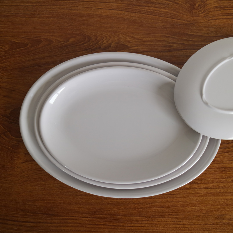 White melamine thickened oval plates, den-shaped plates, barbecue plates, stir-frying plates, snack plates, roast meat plates, in stock, factory wholesale pic 4