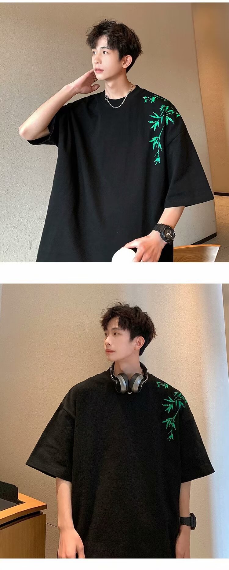 2024 bambú bordado manga corta camiseta verano nueva versión coreana holgada tendencia versátil casual hombre top moda nacional pic 9